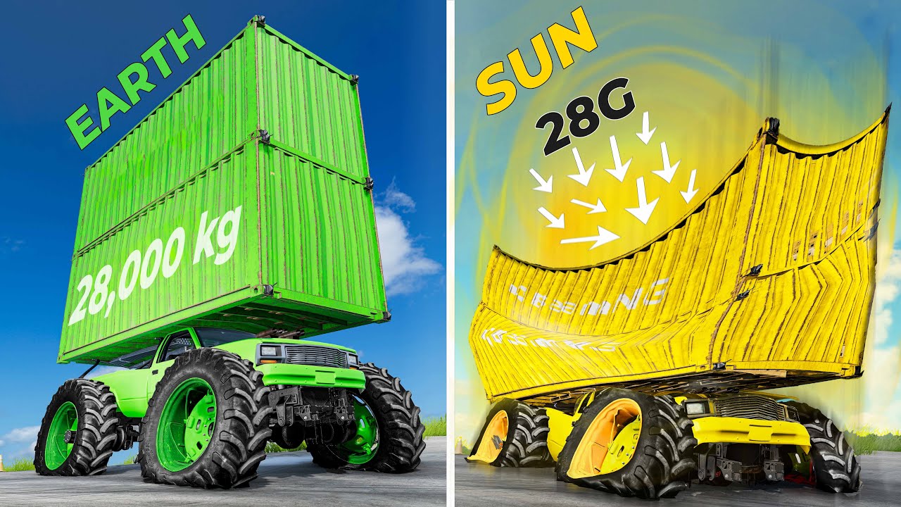 Gravity Difference #17 - Earth, Pluto, Jupiter, Mars, Sun - Beamng drive