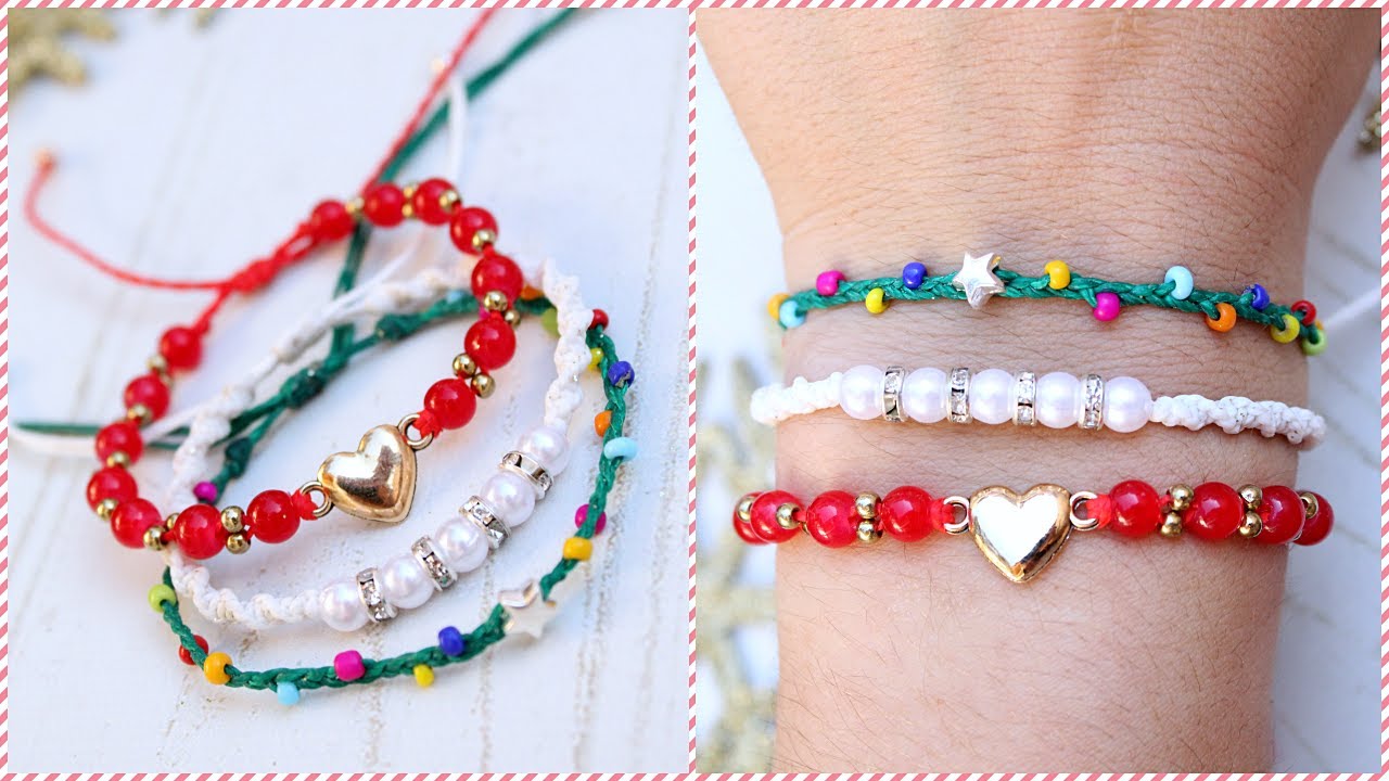 🌟PULSERAS NAVIDEÑAS de HILO fáciles de hacer🌟TUTORIAL
