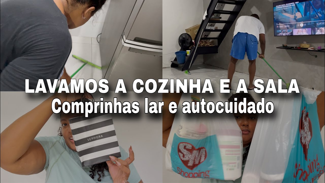 LAVEI A COZINHA E A SALA || comprinhas de cabelo, casa e autocuidado || PAULA FERREIRA 