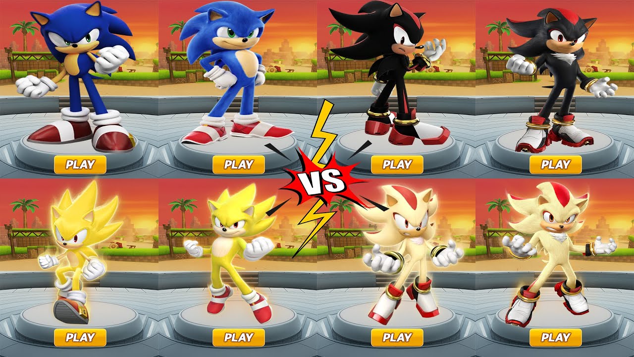 Sonic Forces Speed Battle: Team Sonic vs Team Shadow: Original, Movie, Super, Movie Super Gameplay