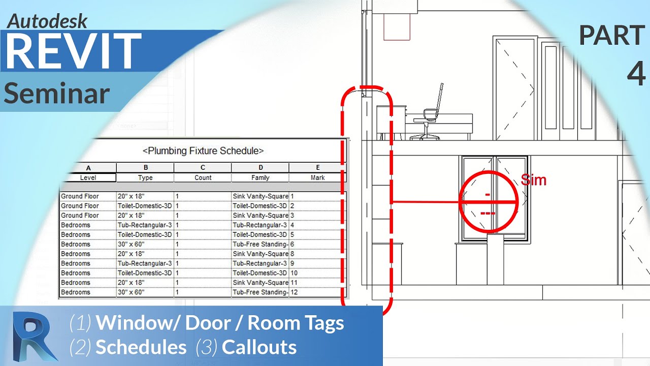 Revit Intro Tutorial - How to Create Tags, Schedule, Sections & Callouts - Part 4