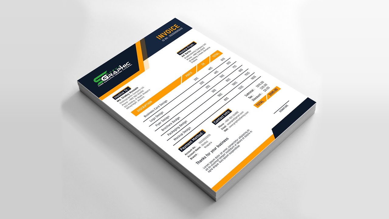 Free Professional Invoice Design Photoshop Tutorial