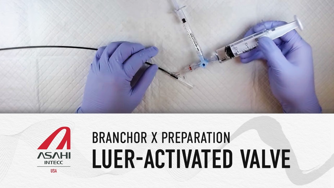Branchor X: Preparation instructions with luer-activated valve