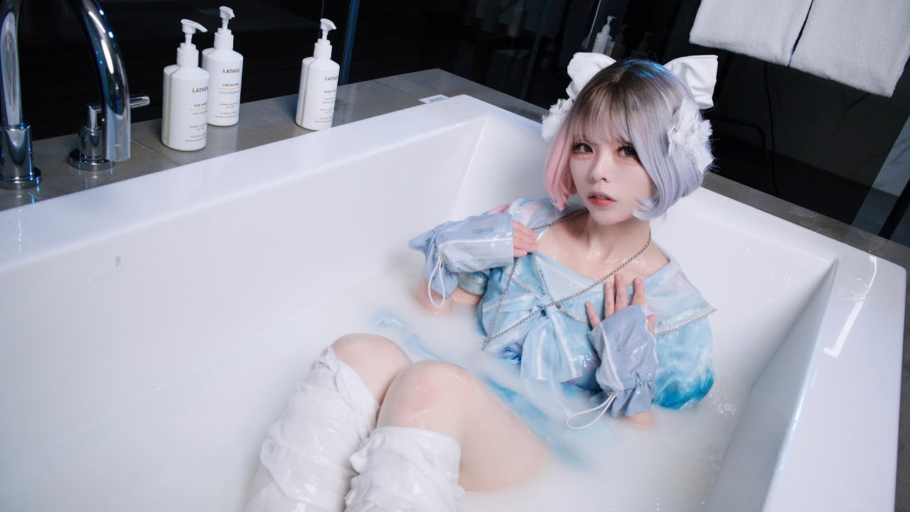 Subculture Asian Girl Wearing Angelic Pretty's Dress Fully Soaked & Slimed in Wetlook Night Bath