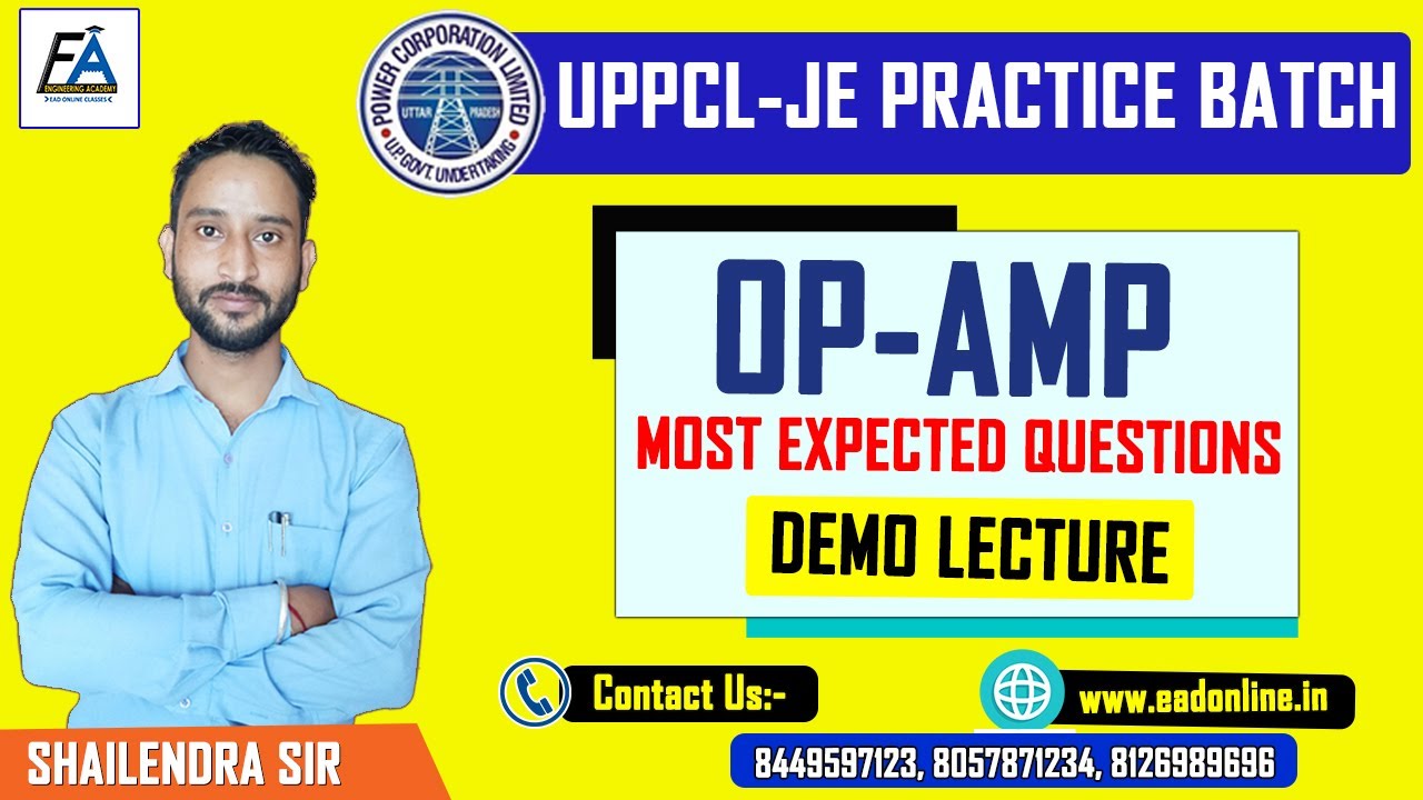 OP AMP MOST EXPECTED MCQS (DEMO LECTURE) | TARGET UPPCL-JE | ELECTRONICS ENGG. | BY SHAILENDRA SIR