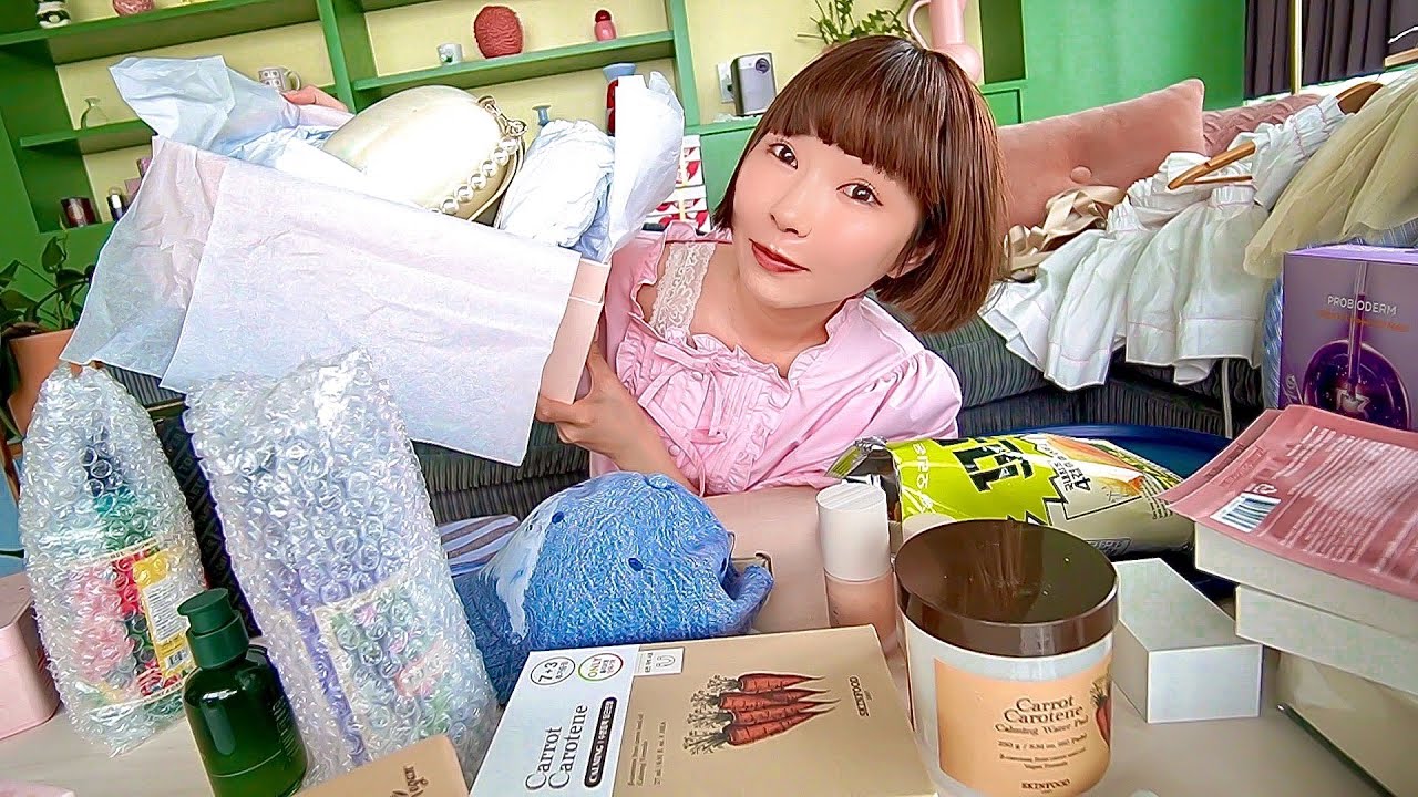 総額は秘密⚠️最近の可愛い購入品を見て!!卵バックがやばい🥹❣️韓国でもスキンケア爆買いしたぜ💫ぴーす