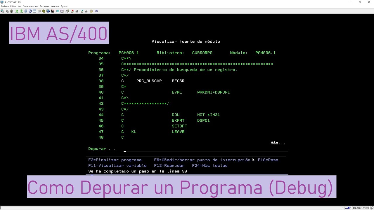 IBM AS/400: Como Depurar un Programa (DEBUG)
