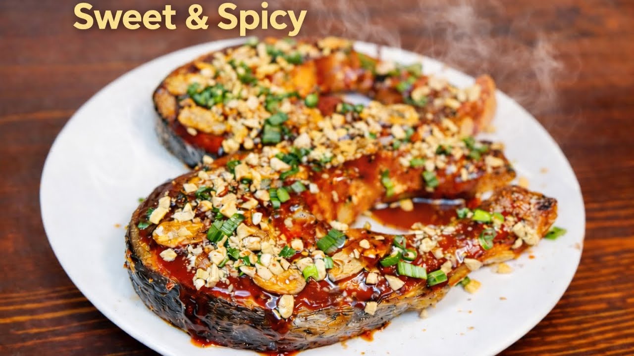 Air Fryer Salmon Steak with Gochujang Honey Glaze (Easy Recipe)