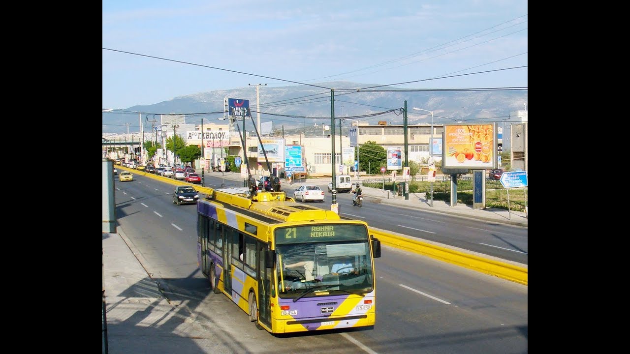 Athens trolleybus route 21(full route)/τρόλλευ Αθήνας/Афинский троллейбус 21-ый маршрут полностью