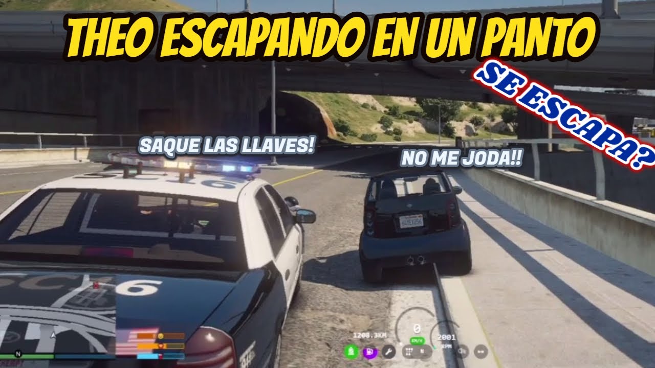 THEO ESCAPANDO DE LA POLICIA EN UN PANTO