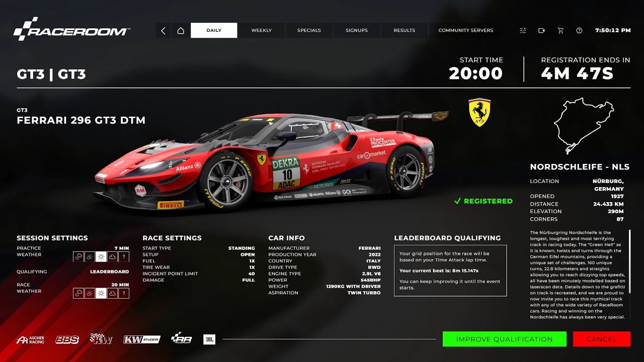 Raceroom Racing Experience. Dubai Autodrome Ferrari 296 DTM