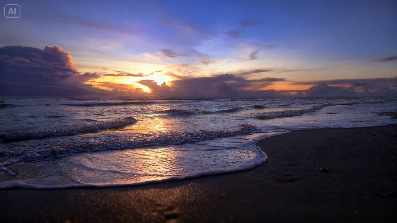 🌊 Tranquil Sunset Coast — Night Ocean for Sleeping