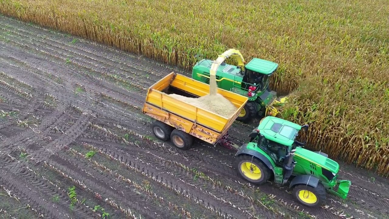Mais Silage 2024 l John Deere 7480i l Van Den Top Lunteren l Modderen met meerdere trekkers
