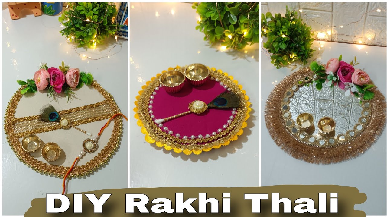 Pooja thali decoration ideas/Rakhi thali decoration/Rakhi making ideas at home/Rakhi decoration idea