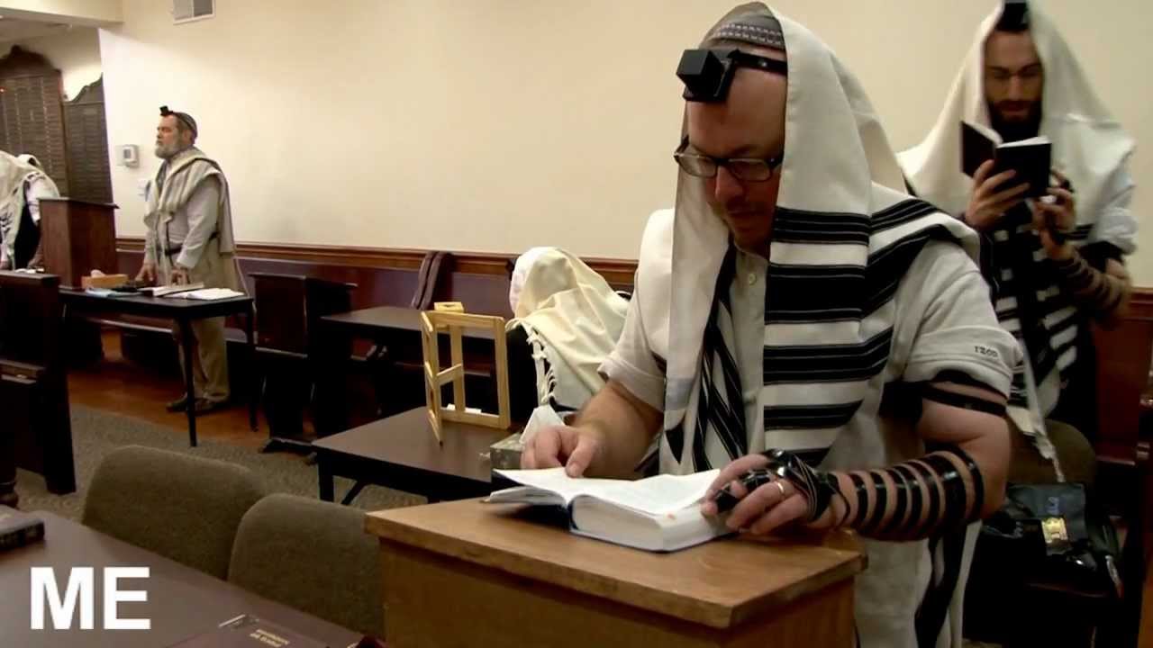 Jewish prayer in a synagogue
