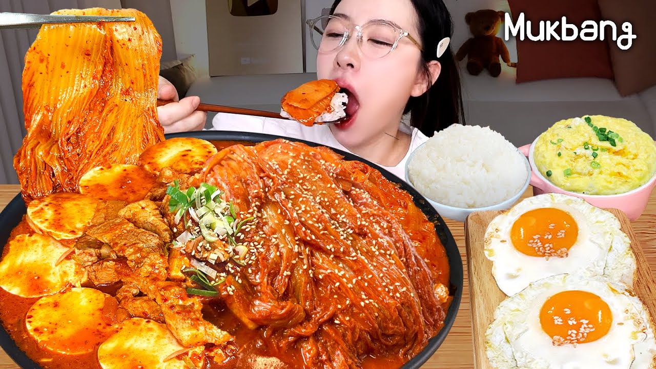 집나간 입맛 돌아오는 밥도둑!! 삼겹 묵은지 김치찜 먹방(ft.계란찜,계란반숙 필수) ㅣkimchi ASMR Real Mukbang
