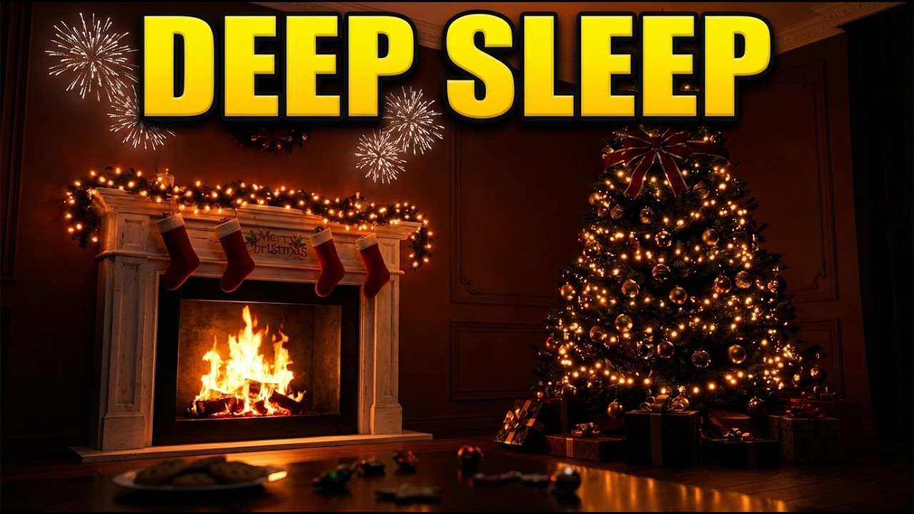Sleep Fast — Christmas Fireplace with Gentle Piano (3 Hours)