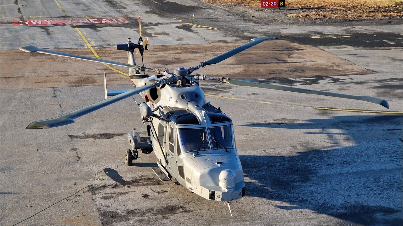 Westland Wildcat AH1 [Taxi and Takeoff at ENLK] (TOWER VIEW)