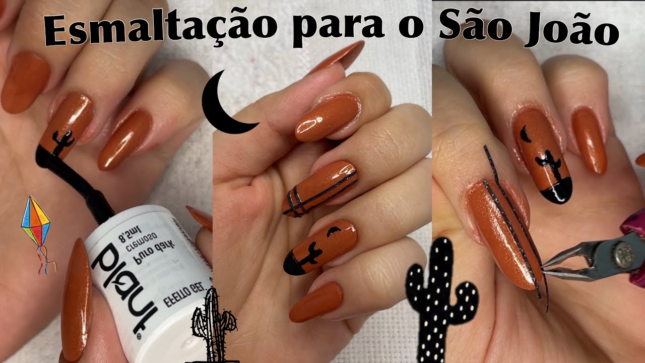 NAIL ART PARA O SÃO JOÃO 2024🖤🌵