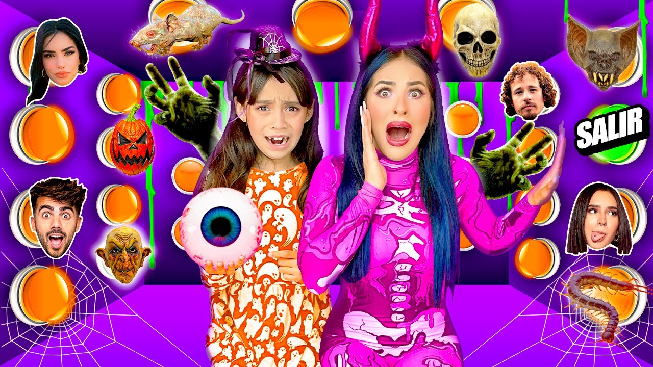 100 BOTONES MISTERIOSOS DE YOUTUBERS DE HALLOWEEN ⚰️🎃| Karla Bustillos