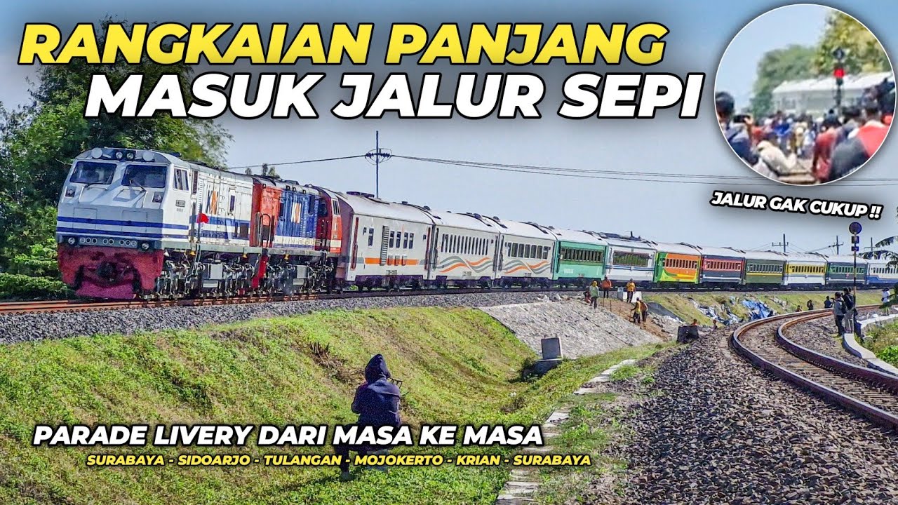 MOMEN LANGKA‼️KERETA SUPER PANJANG 15 KERETA MASUK JALUR TULANGAN | Kereta Parade Livery HUT KAI #2