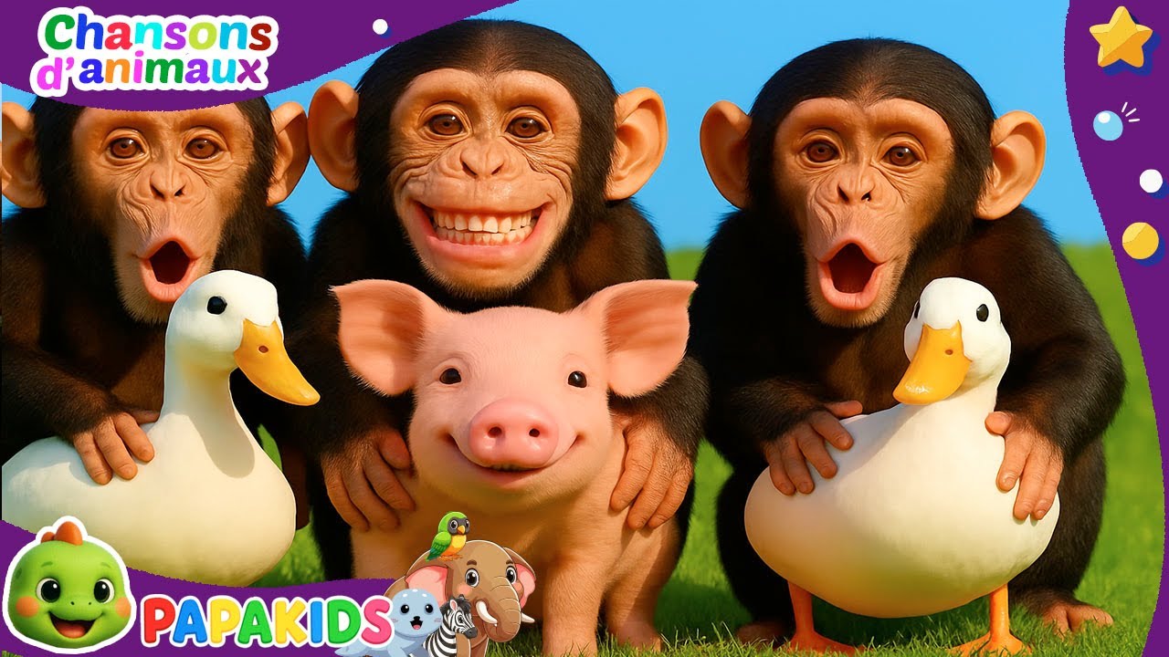 Vrais Sons d’Animaux 🐵🐷🦆 | Chansons pour enfants avec animaux réels