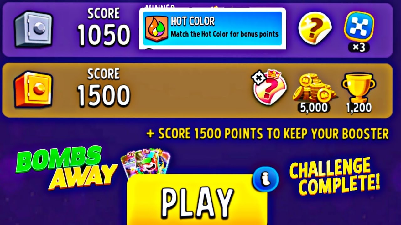 hot color bombs away solo challenge perfect heist score 1500 with se foxy roxy gameplay.