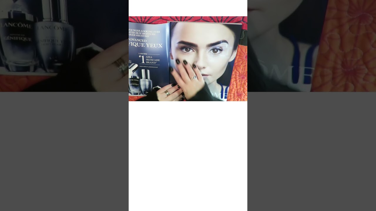 ASMR Lily Collin's eyebrows #shorts #asmr #lilycollins #magazine #eyebrows #flipthrough #lancome