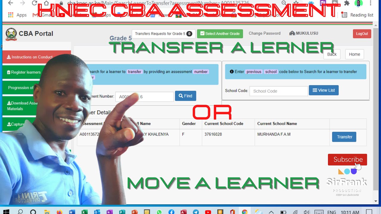 How to initiate, accept transfer or move a learner through KNEC CBA Assessment portal