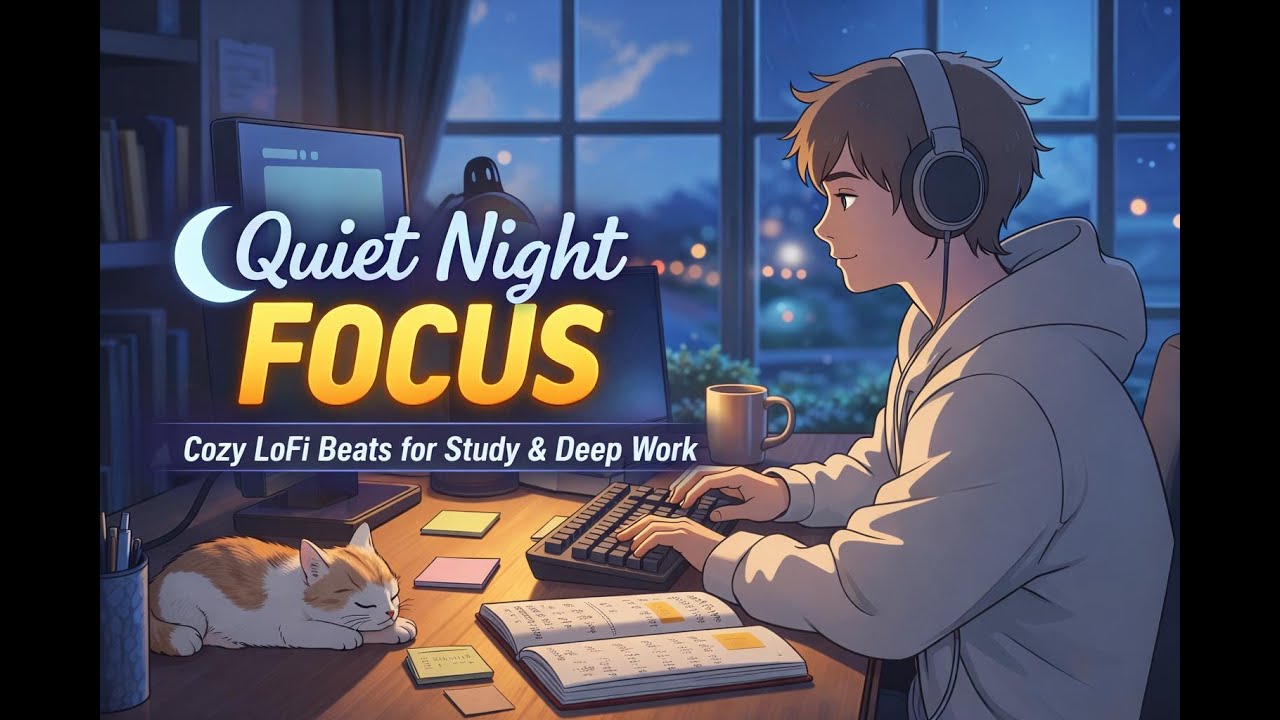 Quiet Night Focus 🌙 Cozy LoFi Beats for Study & Deep Work