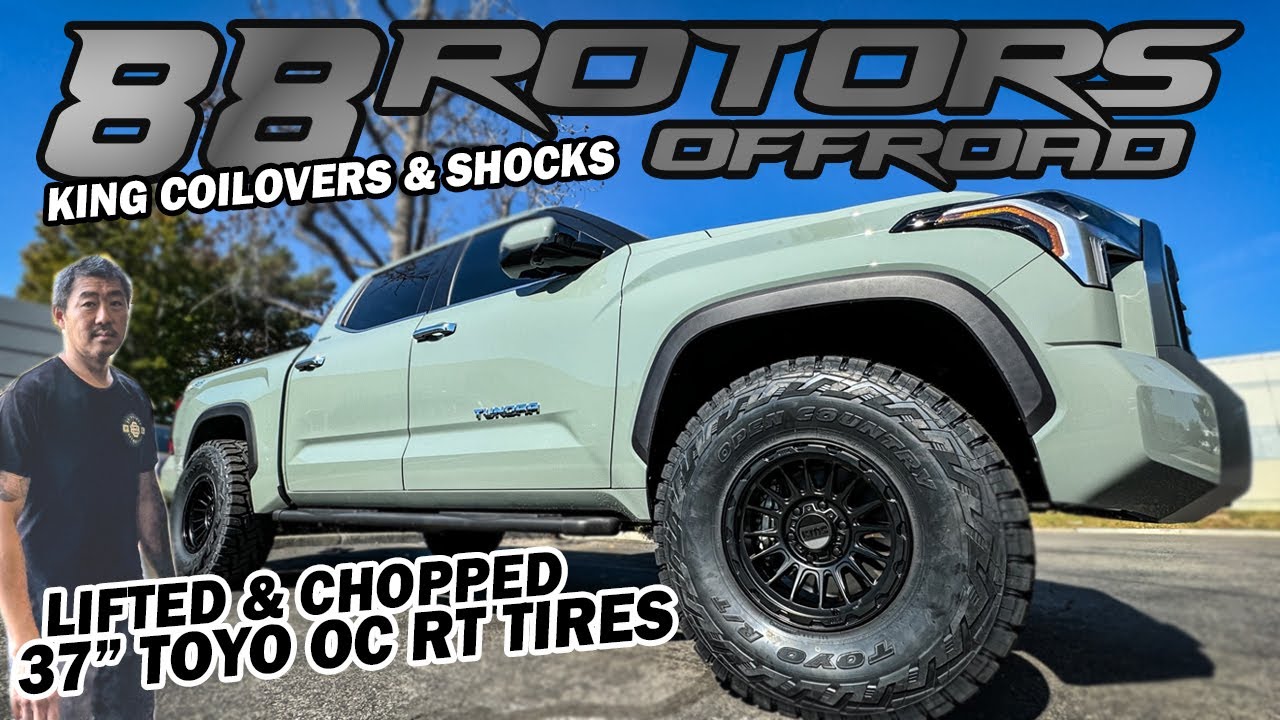 Амортизаторы TOYOTA TUNDRA TRD PRO KING 2024 года, обрезанные под 37-дюймовые диски TOYO RT
