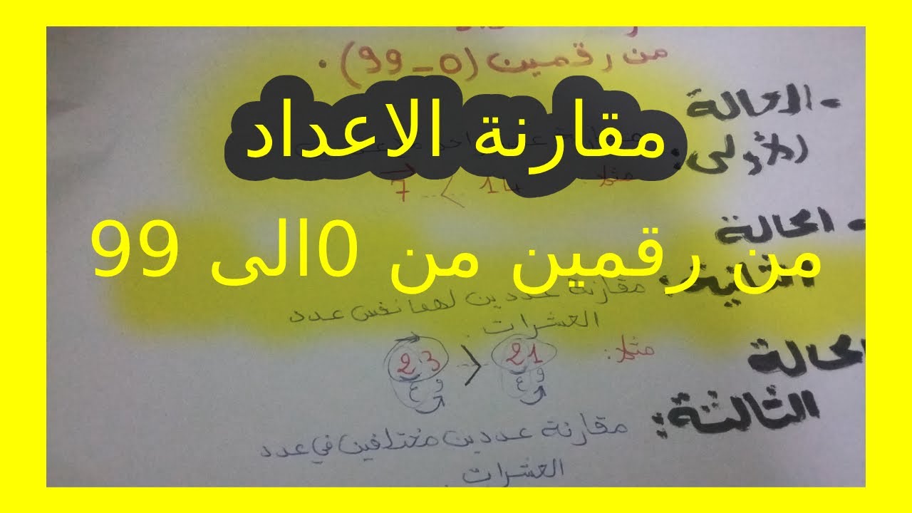 لنتعلم طرق مقارنة الأعداد المكونة من رقمين من 0الى99