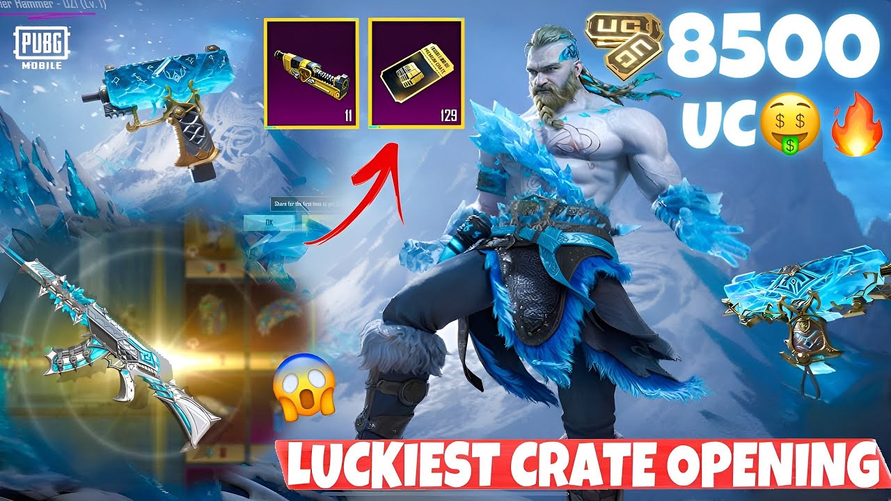 $8500 UC NEW GLACIER UZI 🥶 Arctic Conqueror Crate Opening 🤑🔥 PUBG MOBILE