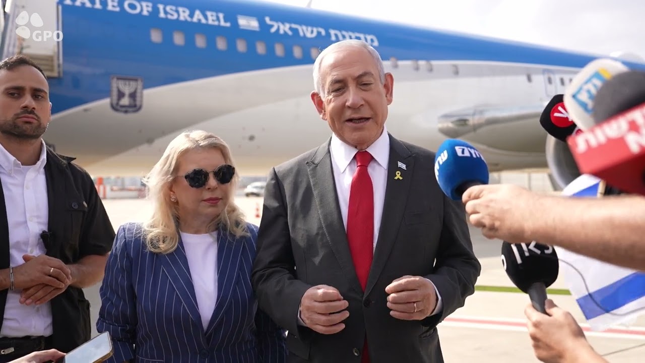 דברי ראש הממשלה נתניהו עם המראתו לביקור מדיני בארה