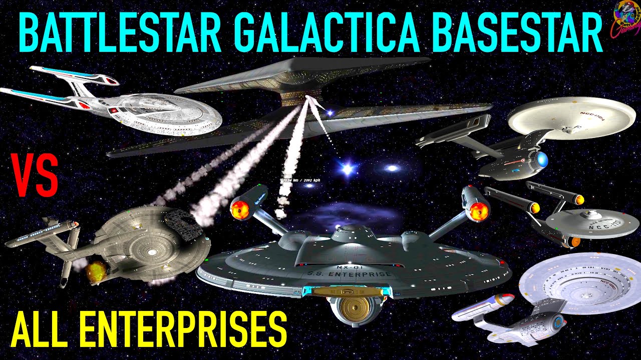 All Enterprises VS Battlestar Galactica Cylon BASESTAR - Star Trek Starship Battles