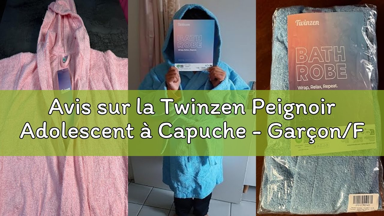 Avis sur la Twinzen Peignoir Adolescent à Capuche - Garçon/Fille, 100% Coton OekoTex, Tissu Éponge U