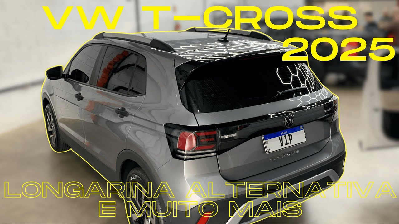 VW T-Cross 2025 2026 Instalamos Longarina de Teto Simples Alternativa Jogo de Rodas Soleira da Porta