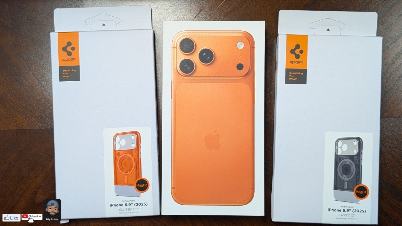 Spigen Classic C1 для iPhone 17 Pro Max | Retro Revival в цветах мандарин и графит