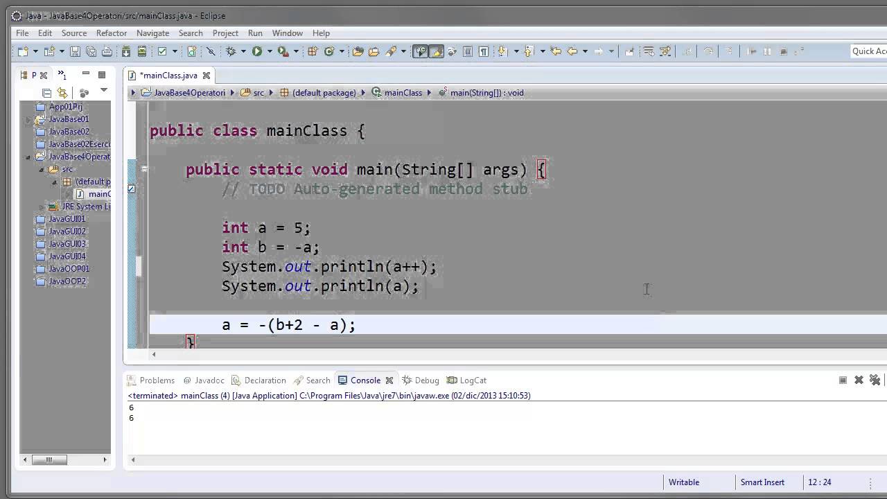 Java - corso base (Playlist 1) ITA 6-l: operatori unari - prima parte