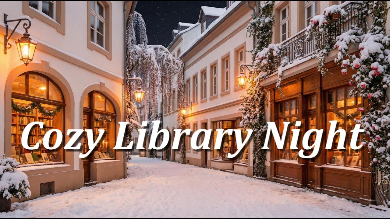 Library Street Ambience for Sleep – Warm Winter Evening