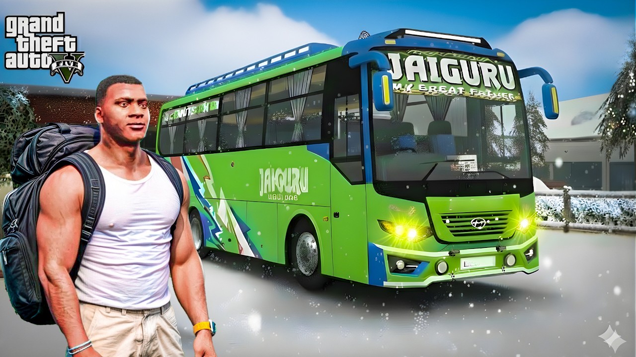 GTA 5: Franklin & Shinchan Going To New Trip JAIGURU Bus In Gta 5