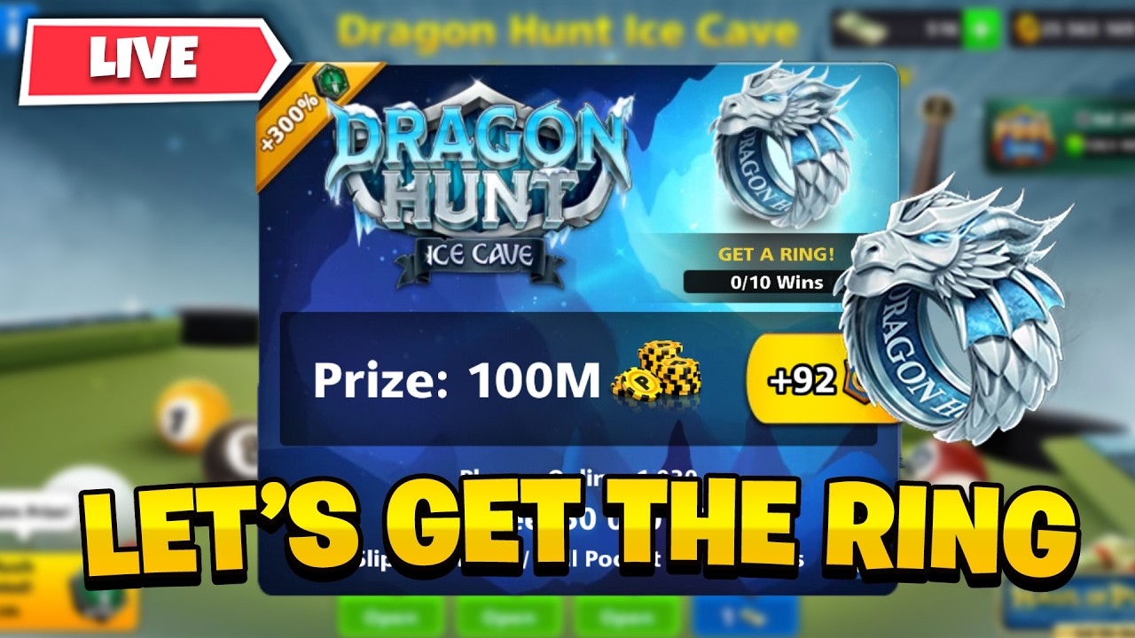 🔴 LIVE 🎱 RING HUNT 💍 DRAGON HUNT 🐲 Ice Cave 🗻 Knights of the Pool Table Season ⚜️ 8 Ball Pool