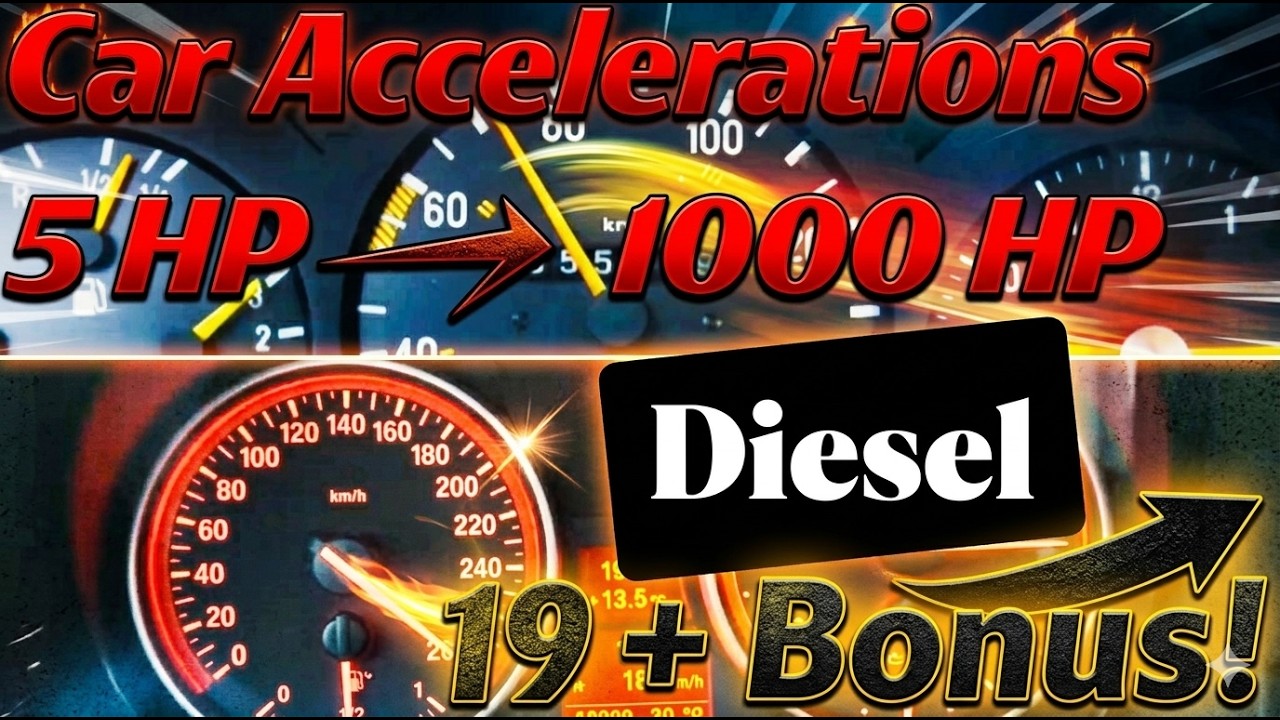 Car COMPARISON: Power and Acceleration DIESEL Edition. From 5hp to 1000hp [19+Bonusclip!]
