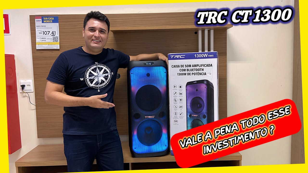 Lançamento! Caixa de som amplificada TRC CT 1300, acompanha controle e microfone, Bateria, FM..