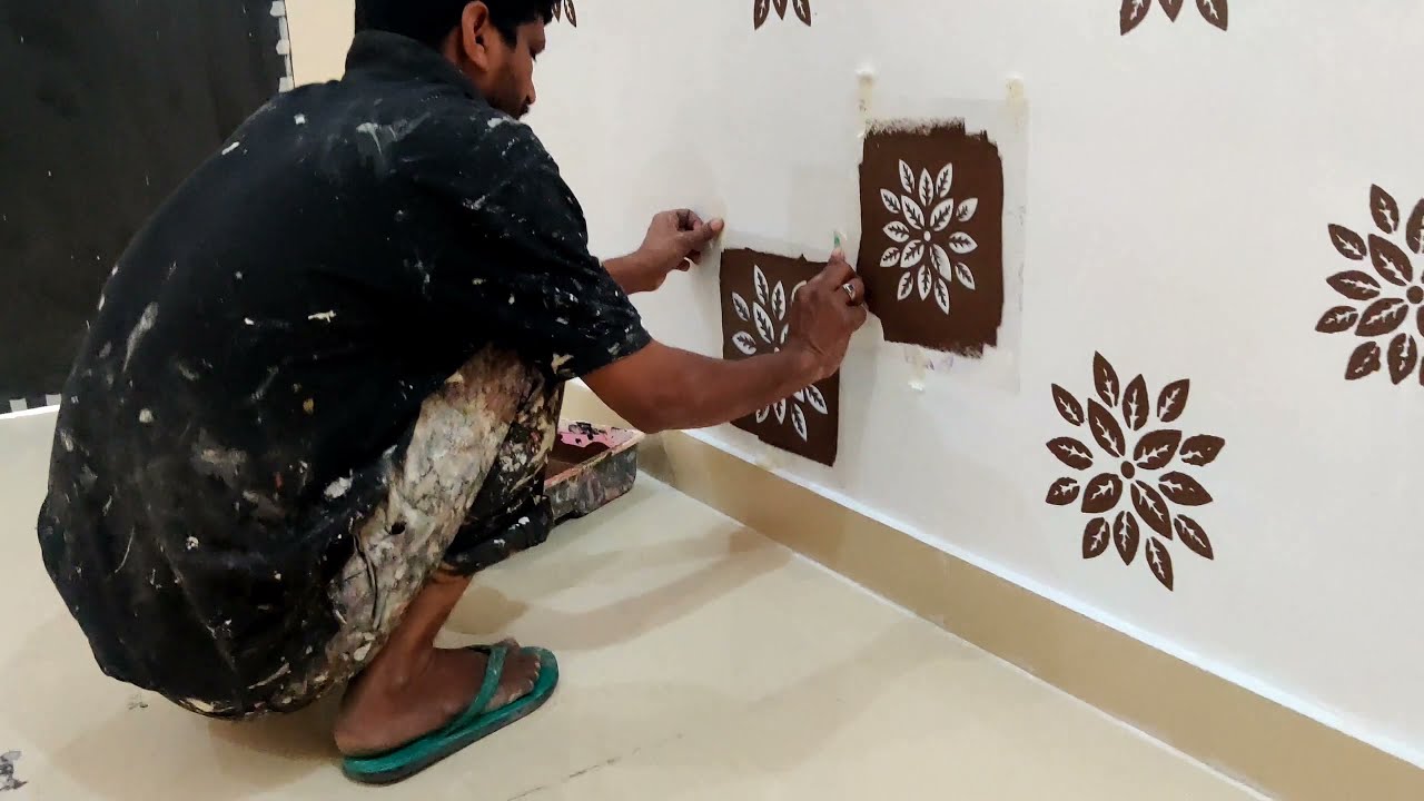 Simple Wall painting ideas for interior design । Asian paint wall stencil design । wall fashion
