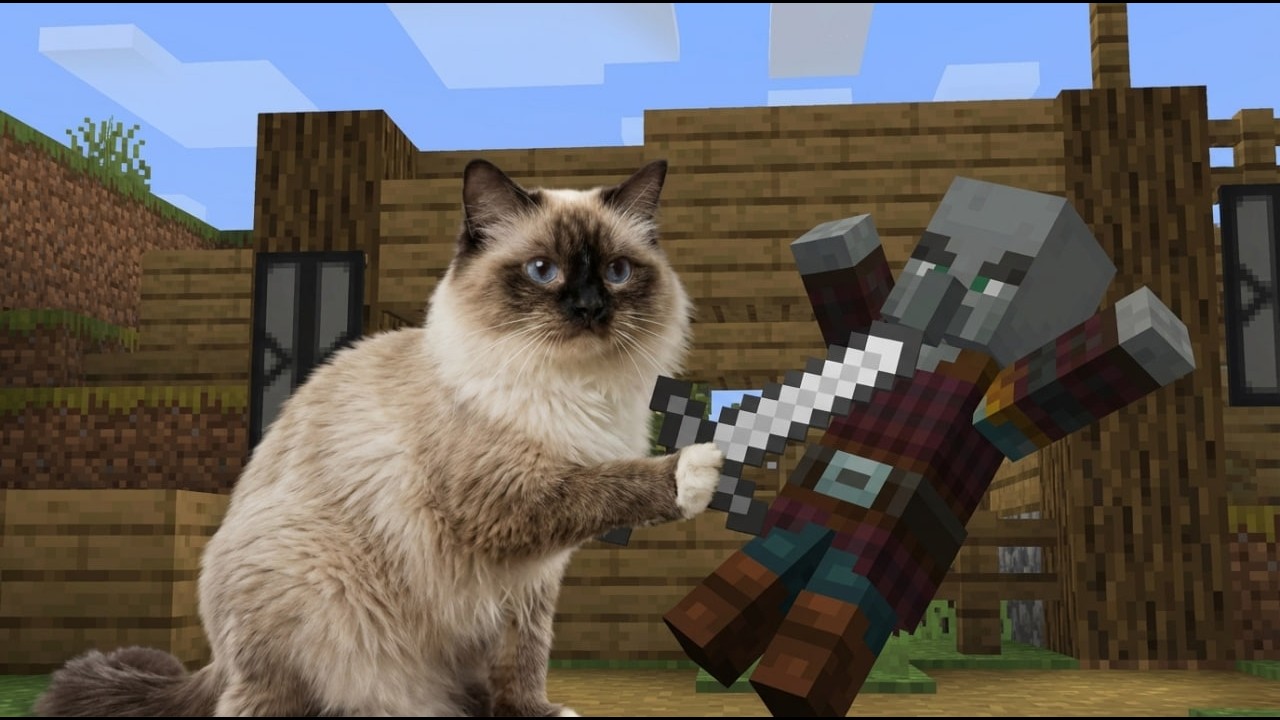 My Real Cat found a Pillager Outpost