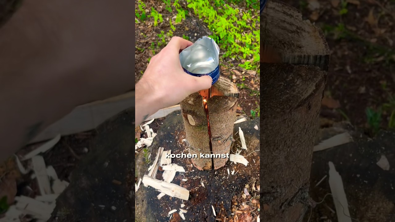 Survival-Ofen easy bauen?🫣 #bushcraft #survivalhack #lagerfeuer #wildnis #feuer