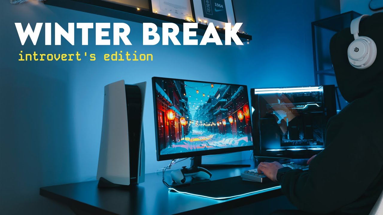 introvert&rsquo;s day in a life on winter break ❄ minimal setup gaming vlog ☁️🎮