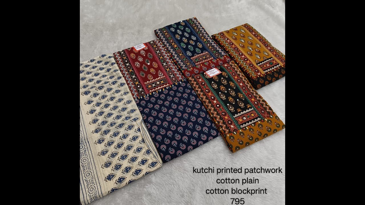 Kutchi Patchwork,Batik and Cotton Tiework Dress Materials Collection #dressmaterials #kutchiwork