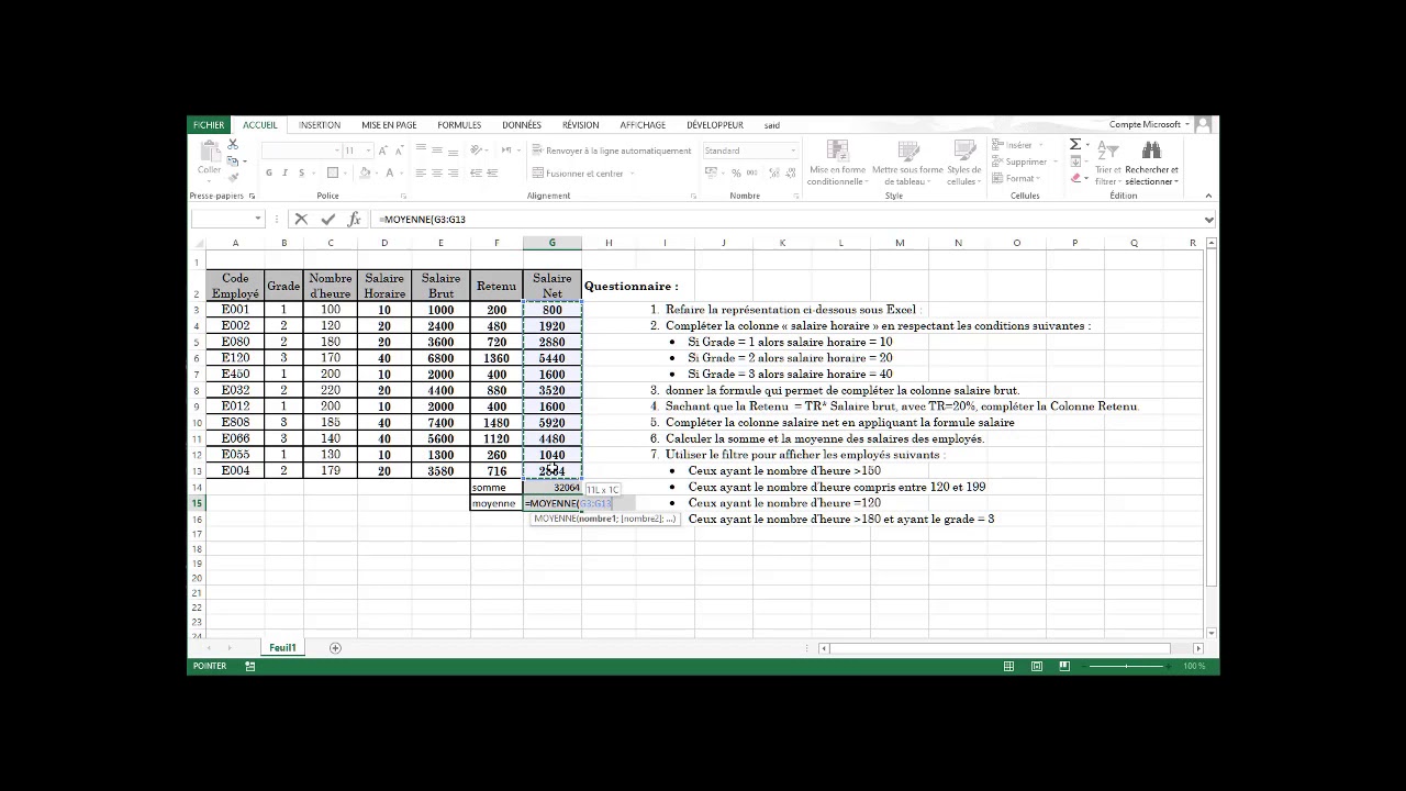 Excel fonction Si + Filtres